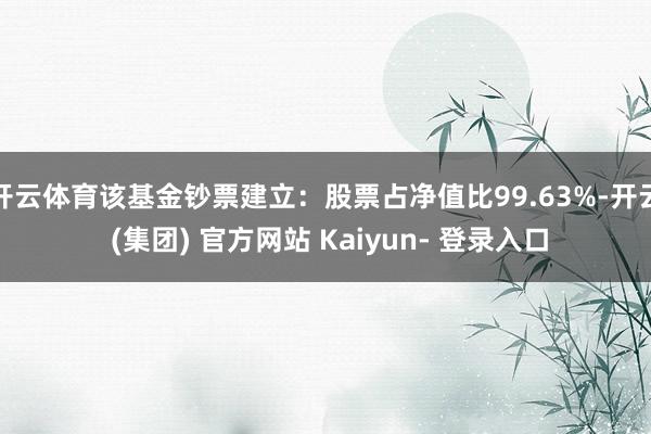 开云体育该基金钞票建立：股票占净值比99.63%-开云 (集团) 官方网站 Kaiyun- 登录入口