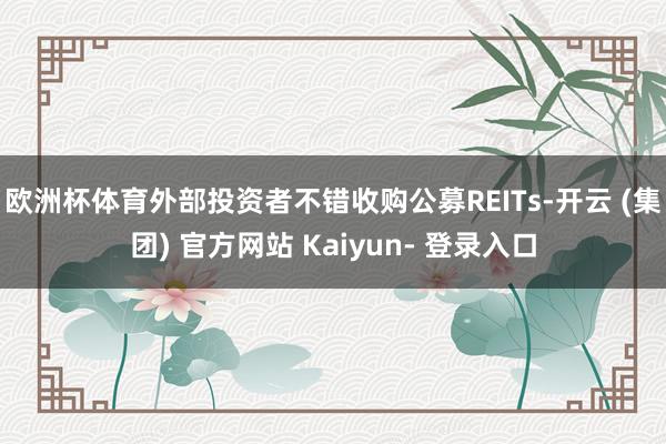 欧洲杯体育外部投资者不错收购公募REITs-开云 (集团) 官方网站 Kaiyun- 登录入口